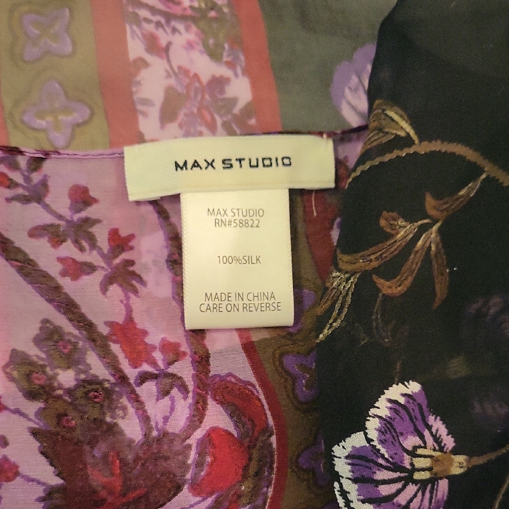 Max Studio Silk Scarf with Floral Patterns